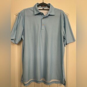 Peter Millar Men’s Summer Comfort Golf Polo Blue & White Checkers